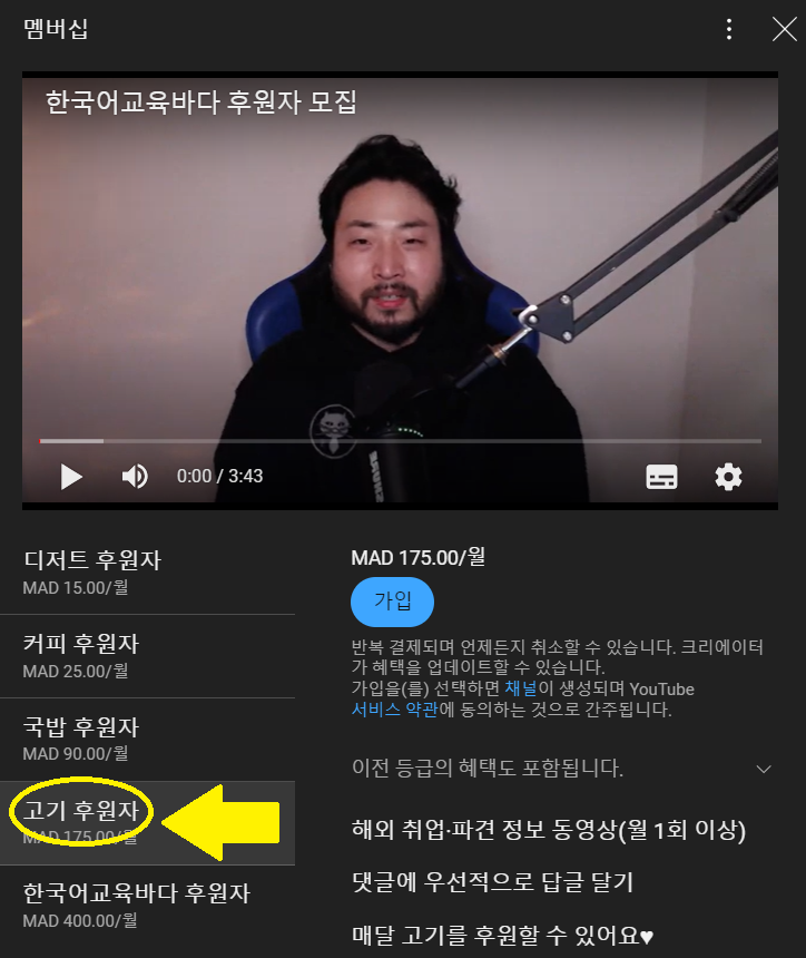 채널 등급 확인하기